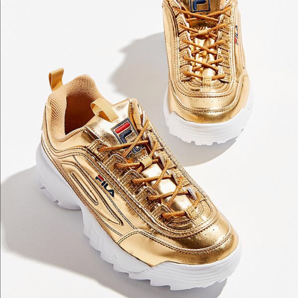 FILA Disruptor 2 Metallic Gold Sneakers
